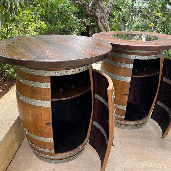 OBARREL Double Barrel Bar Cabinet Set - BARREL FURNITURE - Oak Wood ...