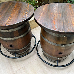 Double Barrel Bistro Bar Set - Oak Wood Wine Barrels