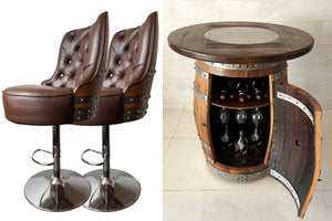 Luxury Full Multi-Use Bar Set - Oak Wood Wine Barrels. wine barrel coffee table barrel glass top wine barrel glass top whiskey barrel glass top bourbon barrel glass top barrel coffee table barrel wine rack wine barrel table whiskey barrel whiskey barrel table wine barrel handma