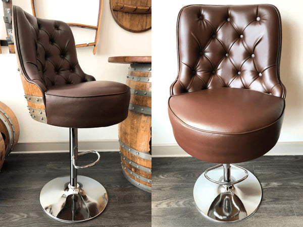 Wine Barrel Bar Stool with foot rest up - Vinous Reverie