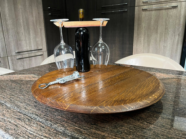 Barrel-Inspired 16 Lazy Susan With Iron Rail
