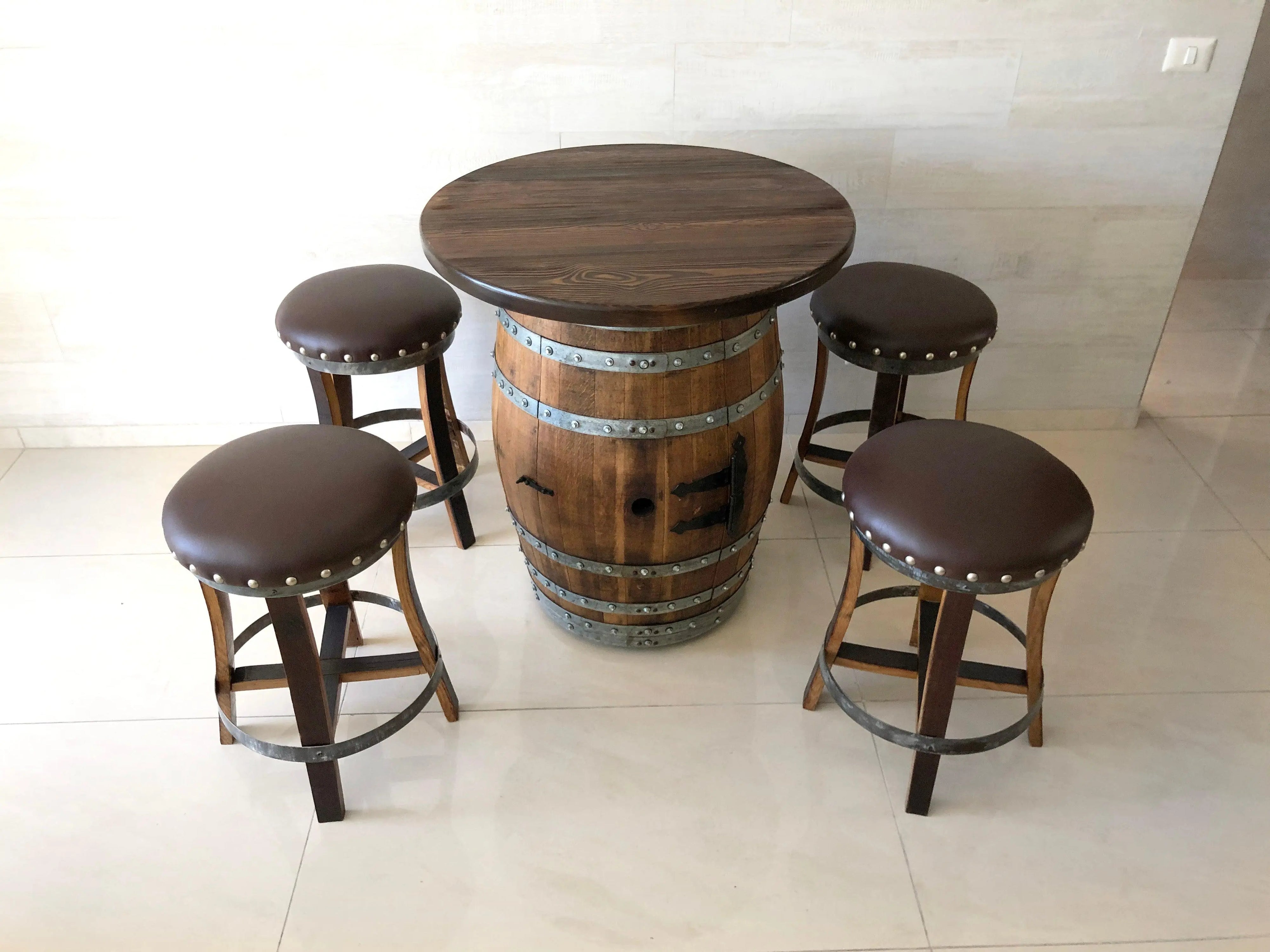 Round Solid Wood Barrel Top (Top Only) - Oak Wood Wine Barrels