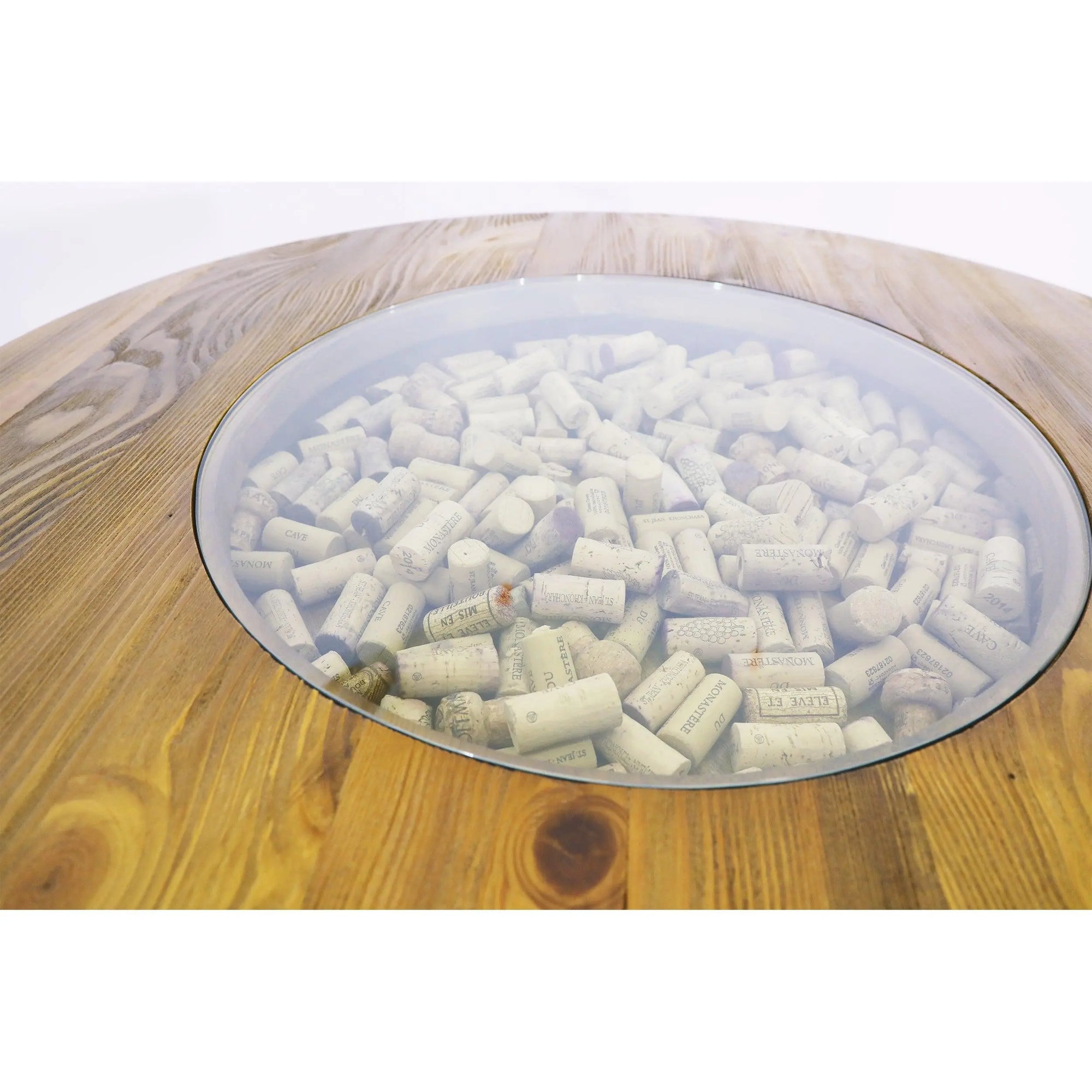 Round Wood-Glass Top (Top Only) - Oak Wood Wine Barrels. wine barrel coffee table barrel glass top wine barrel glass top whiskey barrel glass top bourbon barrel glass top barrel coffee table barrel wine rack wine barrel table whiskey barrel whiskey barrel table wine barrel handma