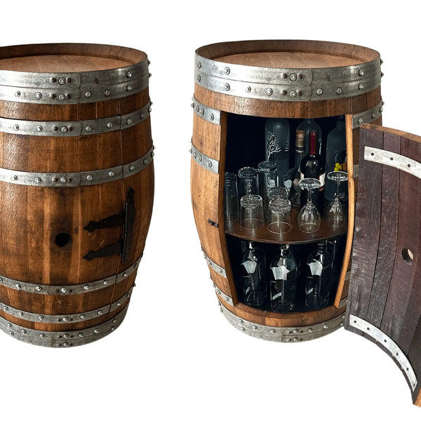 Bourbon Wine Cabinet, Door Storage with Shelf, Cabinet, - Oak Wood Wine ...