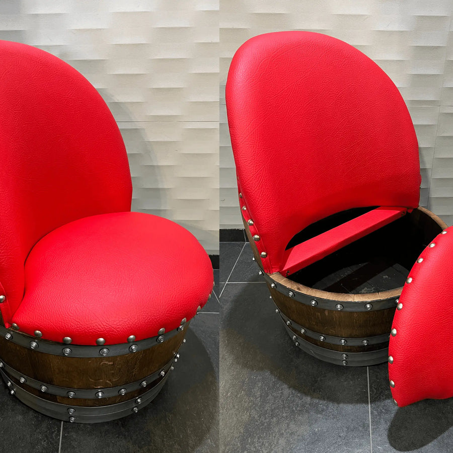 Wine Barrel Chair Red (Limited Colorway) - Oak Wood Wine Barrels