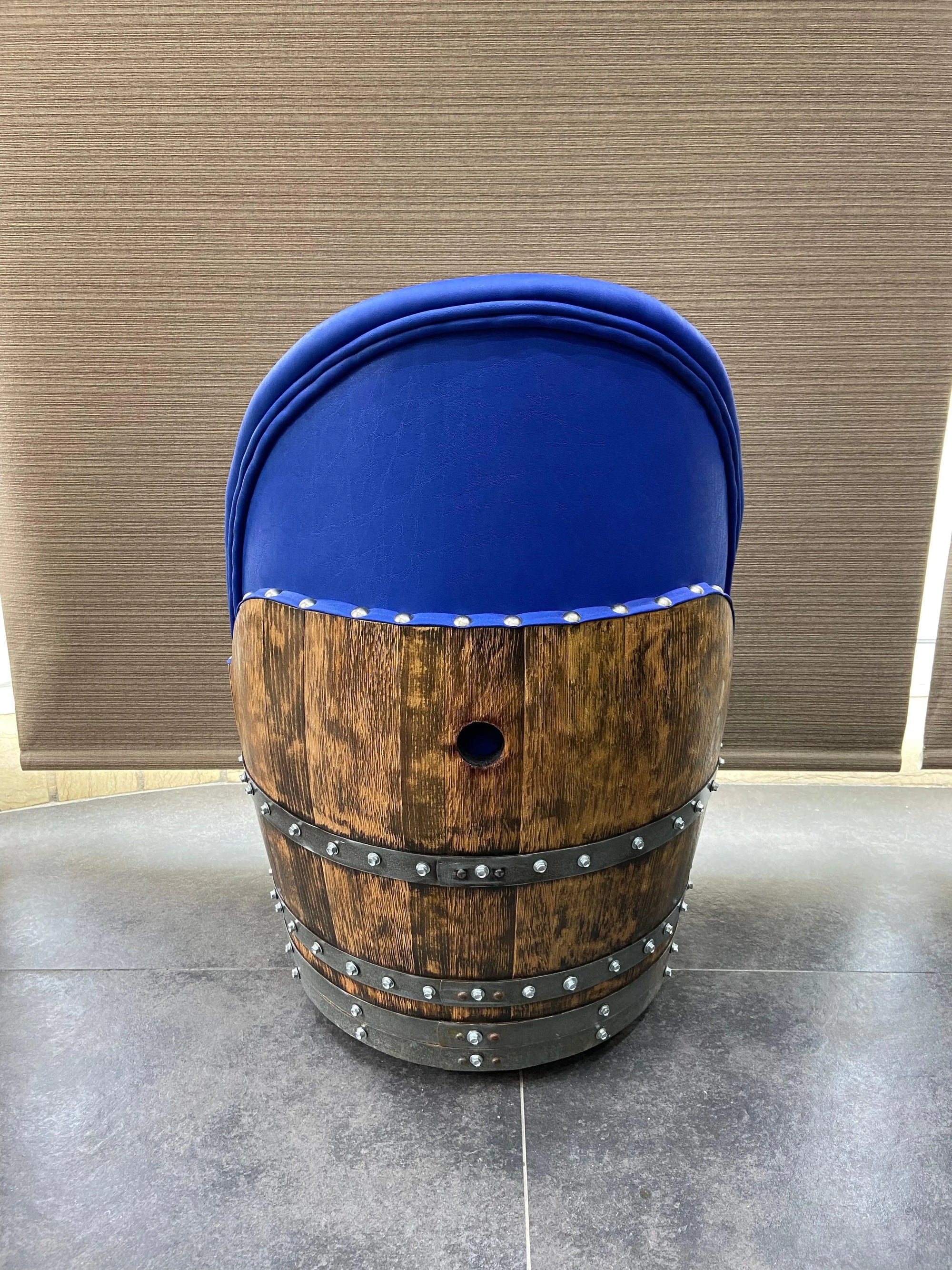 Wine Barrel Chair Sea Blue (Limited Colorway) - Oak Wood Wine Barrels. wine barrel coffee table barrel glass top wine barrel glass top whiskey barrel glass top bourbon barrel glass top barrel coffee table barrel wine rack wine barrel table whiskey barrel whiskey barrel table wine barrel handma