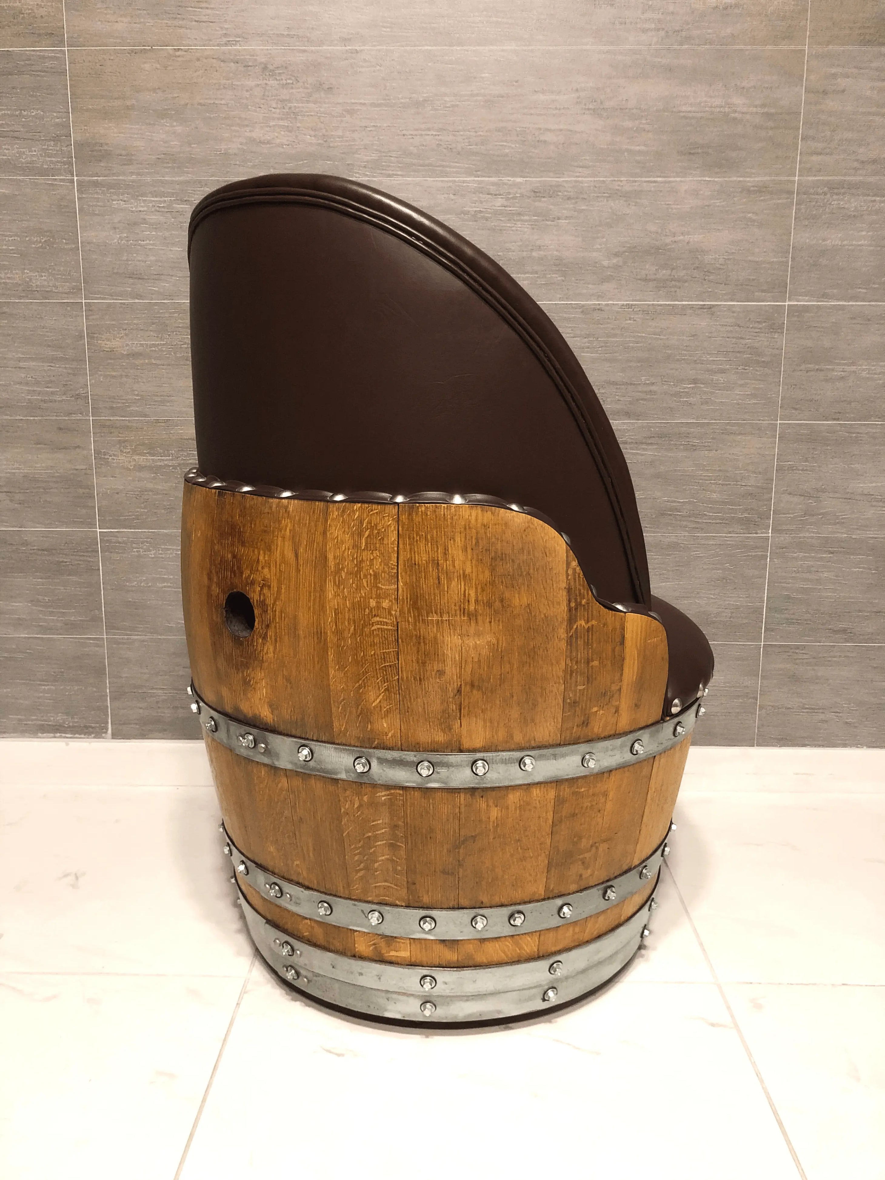 OBARREL 6-Chair Barrel Dining Set - BARREL FURNITURE - Oak Wood Wine