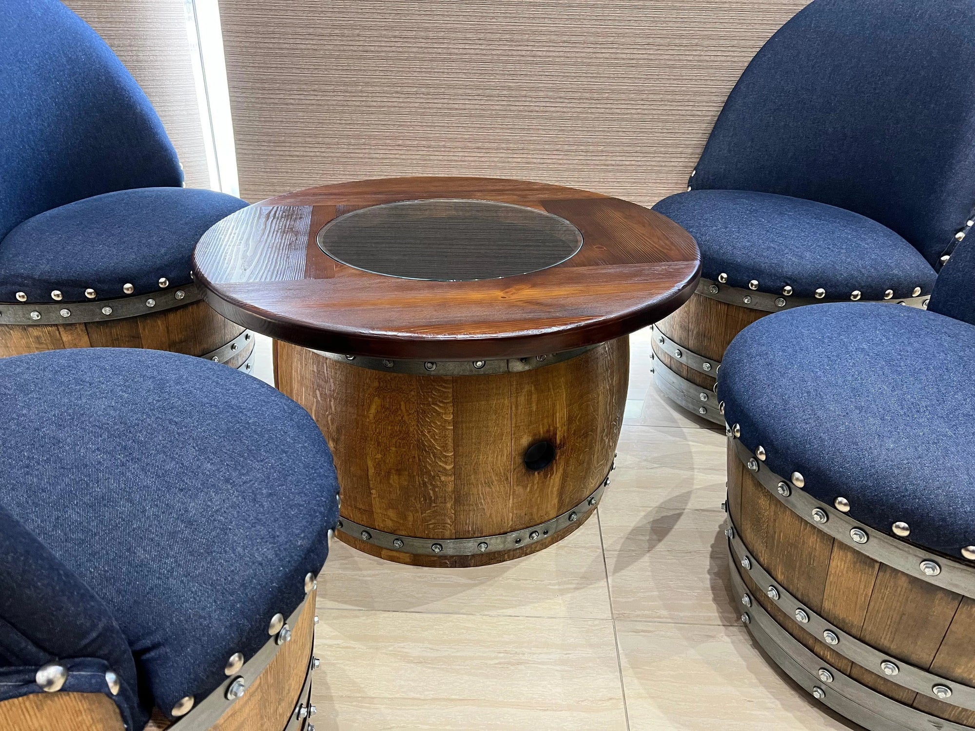 OBARREL Mid-Wine Barrel Table - -Glass - BARREL FURNITURE - Oak - Oak ...