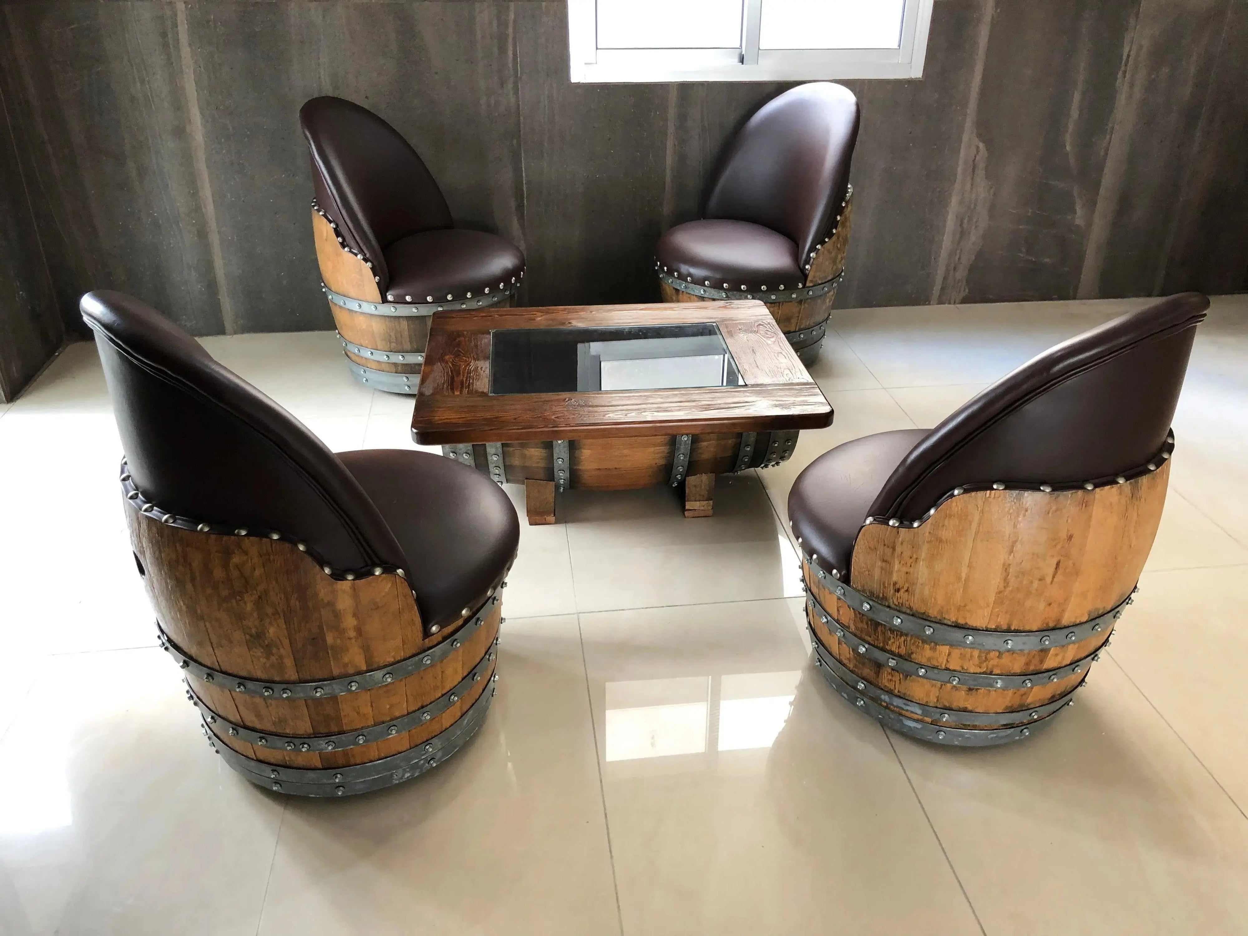 OBARREL Wine Barrel Chair Brown - BARREL FURNITURE - Oak Wood Wine ...